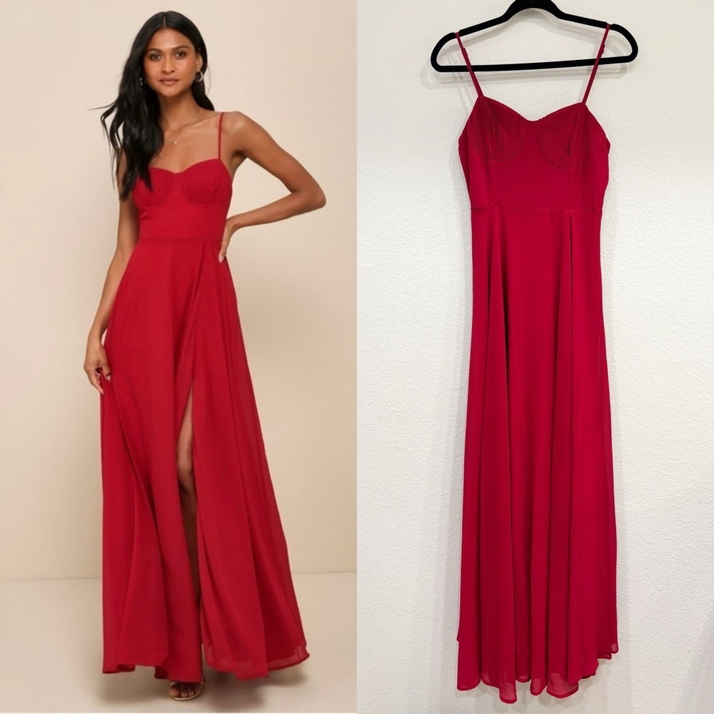 Lulu's Red Spaghetti-Strap Maxi Dress